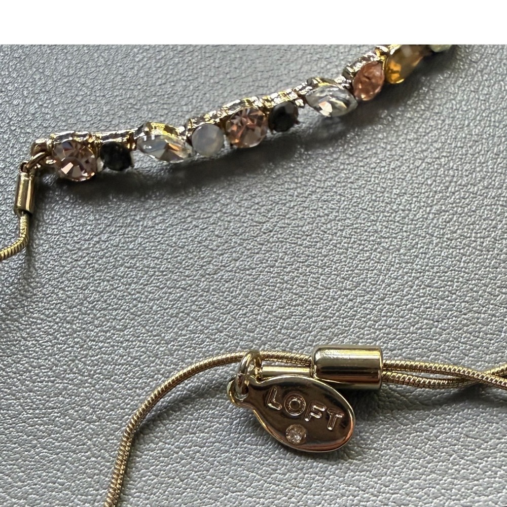 LOFT Gold Tone Mixed Crystal Adjustable Slider Bracelet